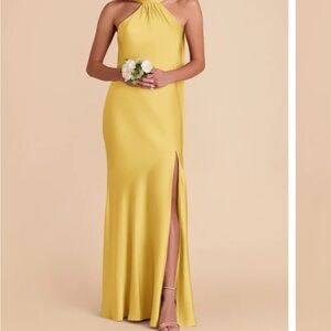 Elegant Yellow Halter Maxi Dress